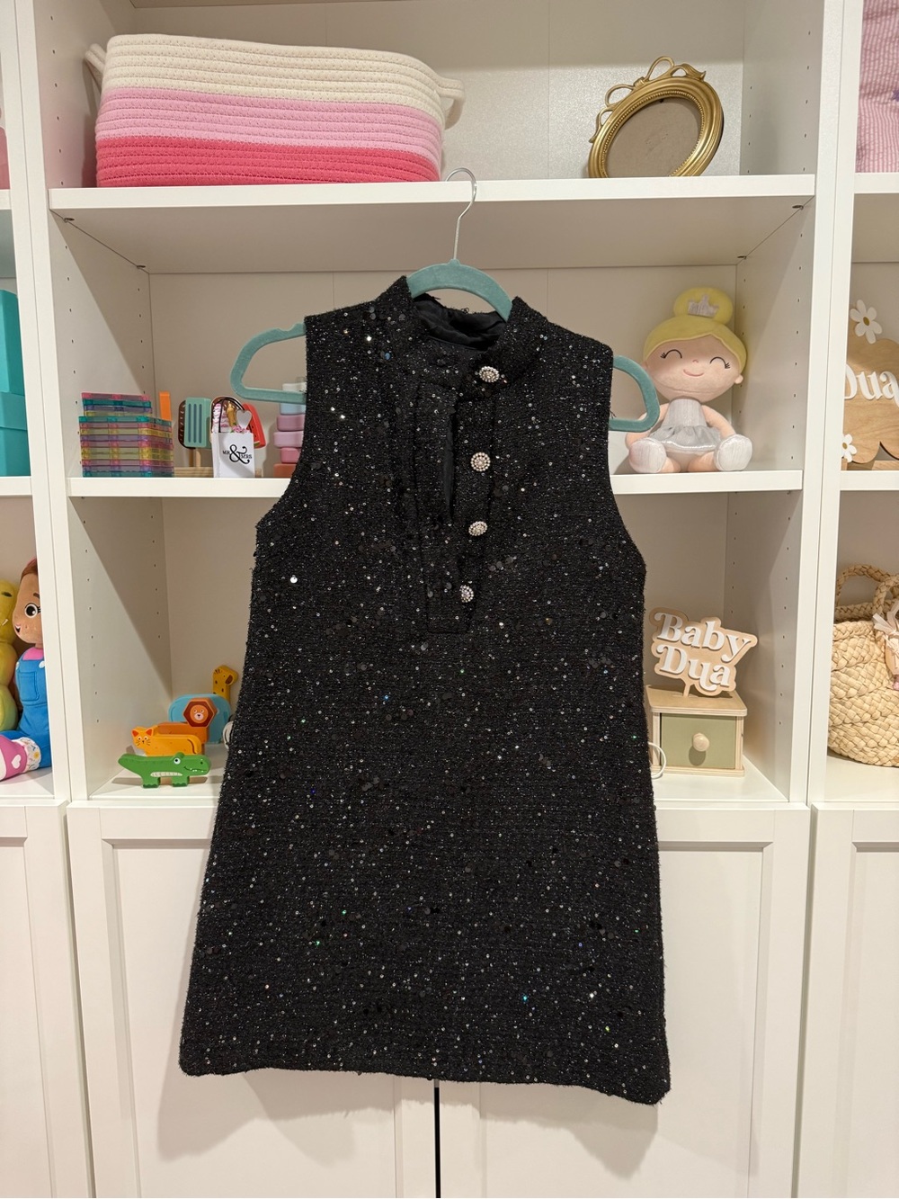 Zara Size S Black Sequin Sleeveless Kids Dress - Elegant Sparkle
